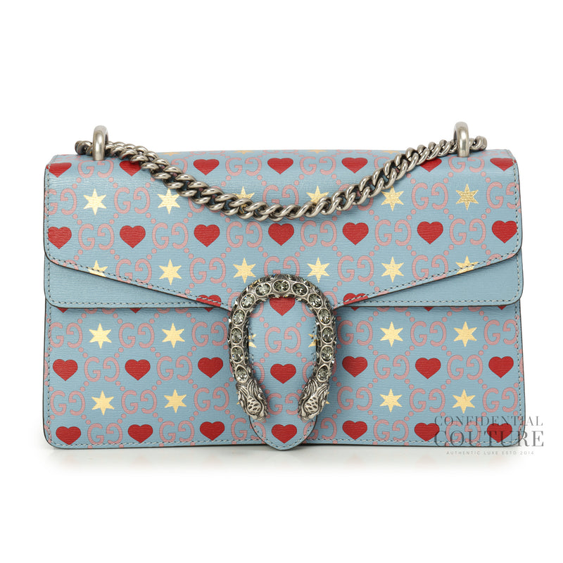 Limited Edition Blue Textured Leather Valentines Day Dionysus Small Shoulder Bag