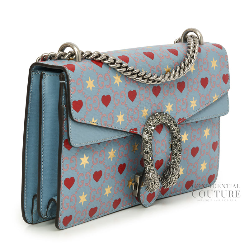 Limited Edition Blue Textured Leather Valentines Day Dionysus Small Shoulder Bag