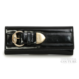 Black Patent Leather Buckle Clutch