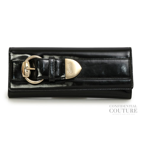 Black Patent Leather Buckle Clutch