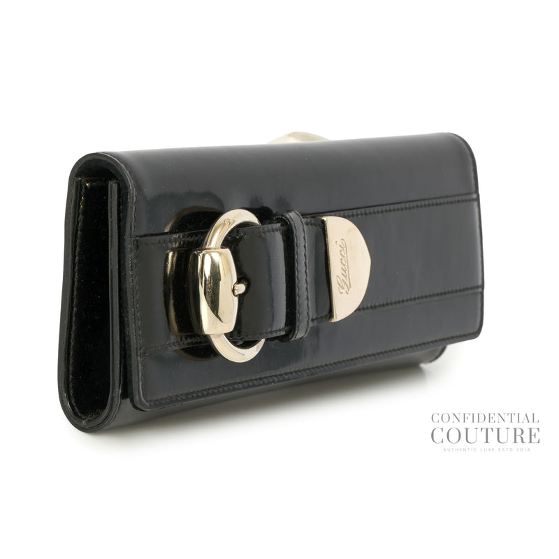 Black Patent Leather Buckle Clutch