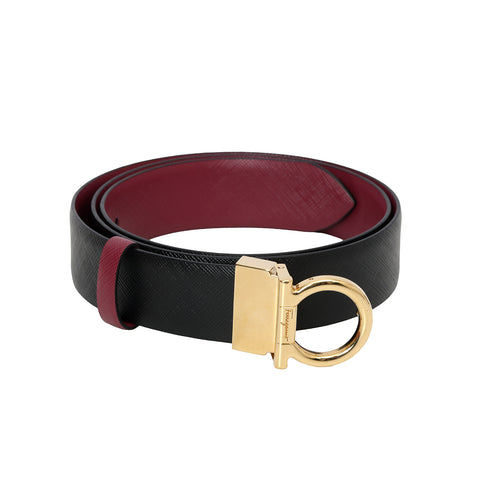 Black Saffiano Leather Reversible Belt