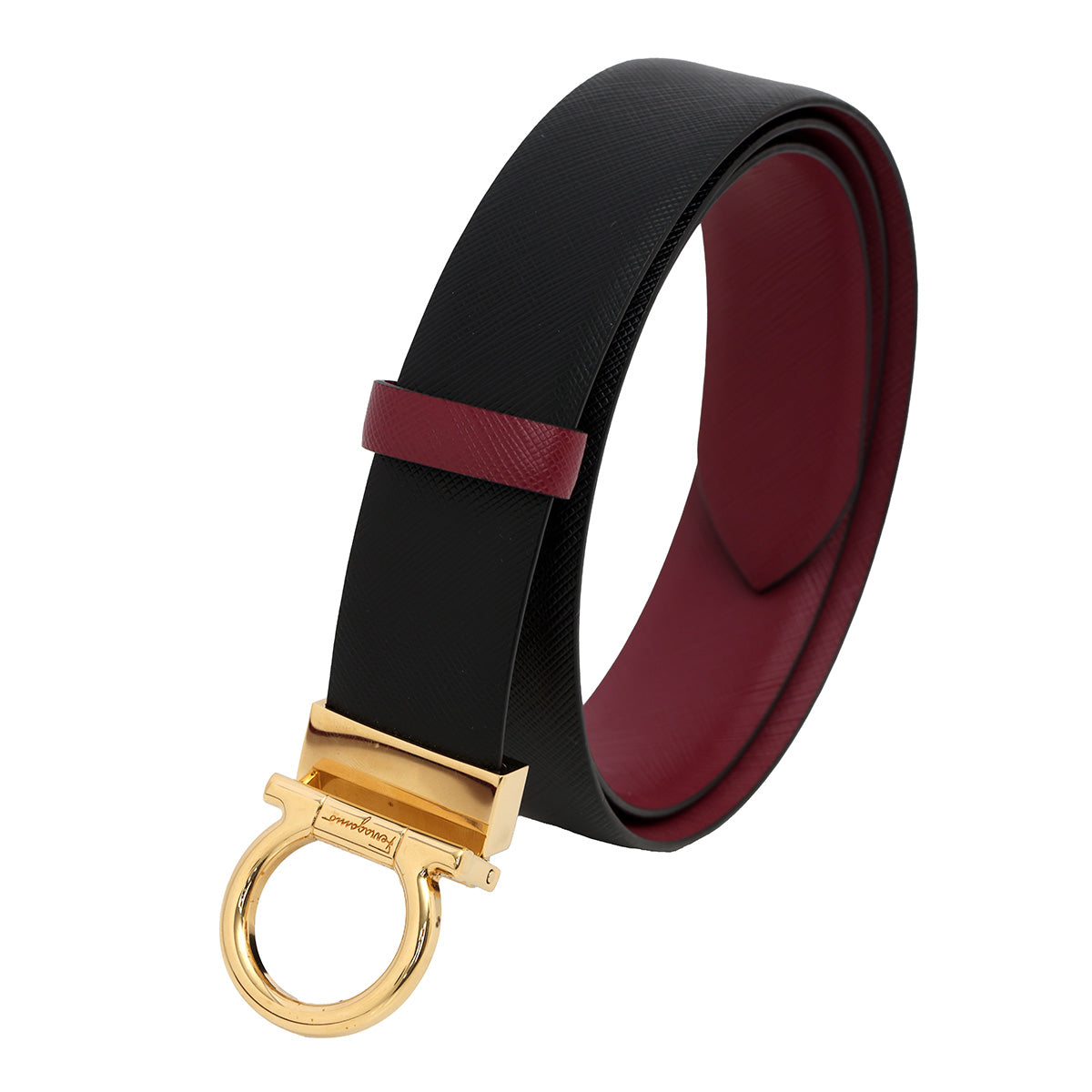 Black Saffiano Leather Reversible Belt