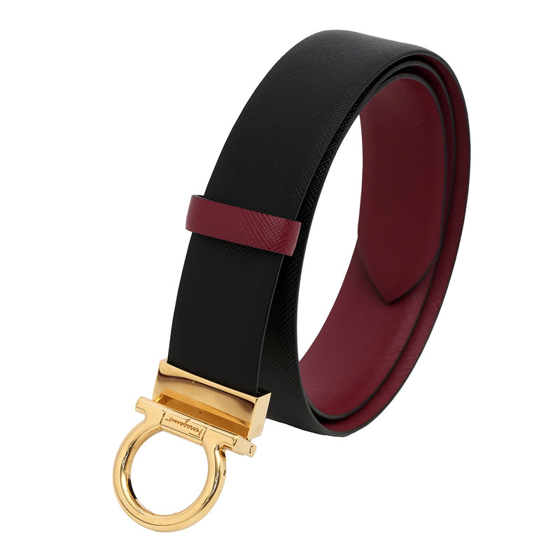Black Saffiano Leather Reversible Belt