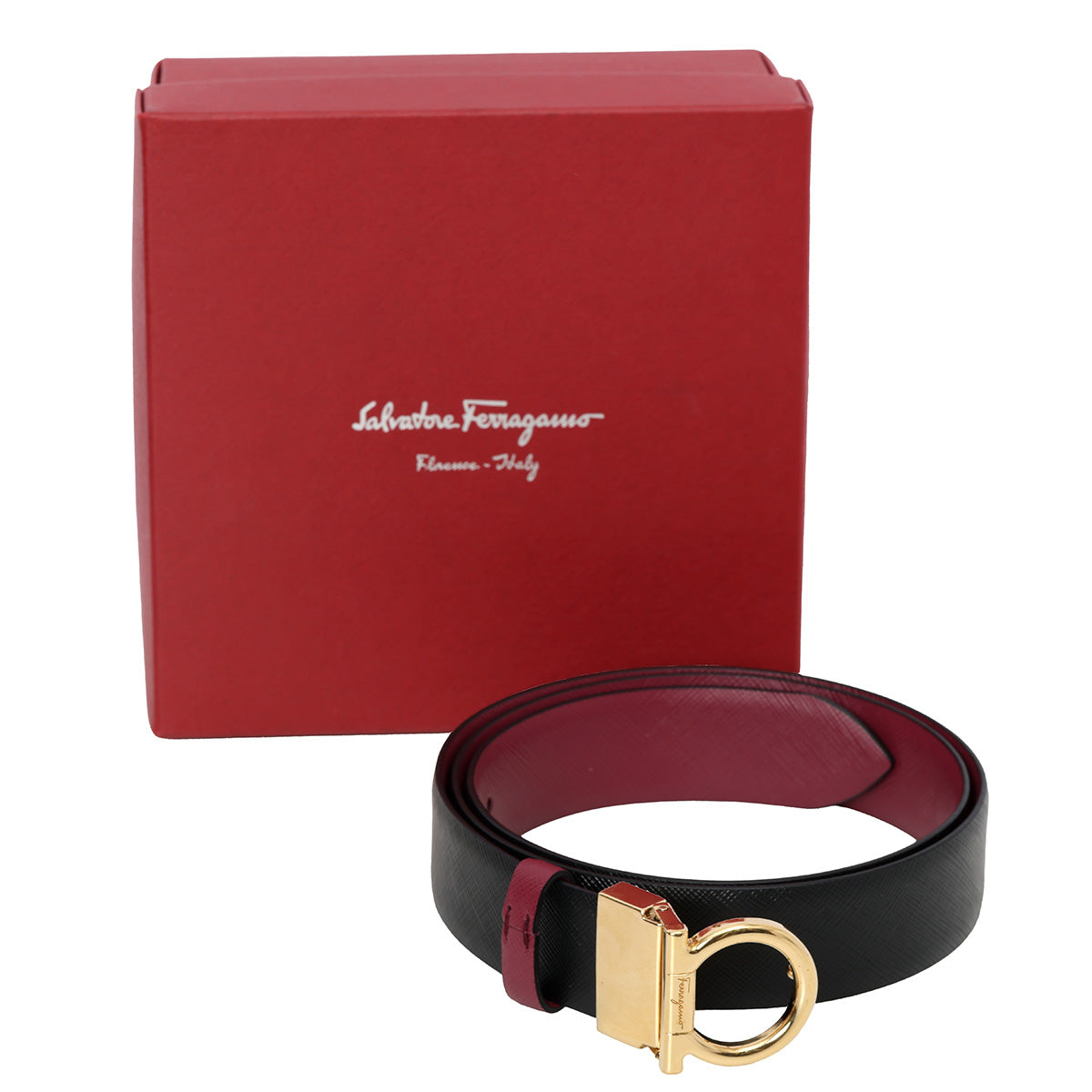 Black Saffiano Leather Reversible Belt