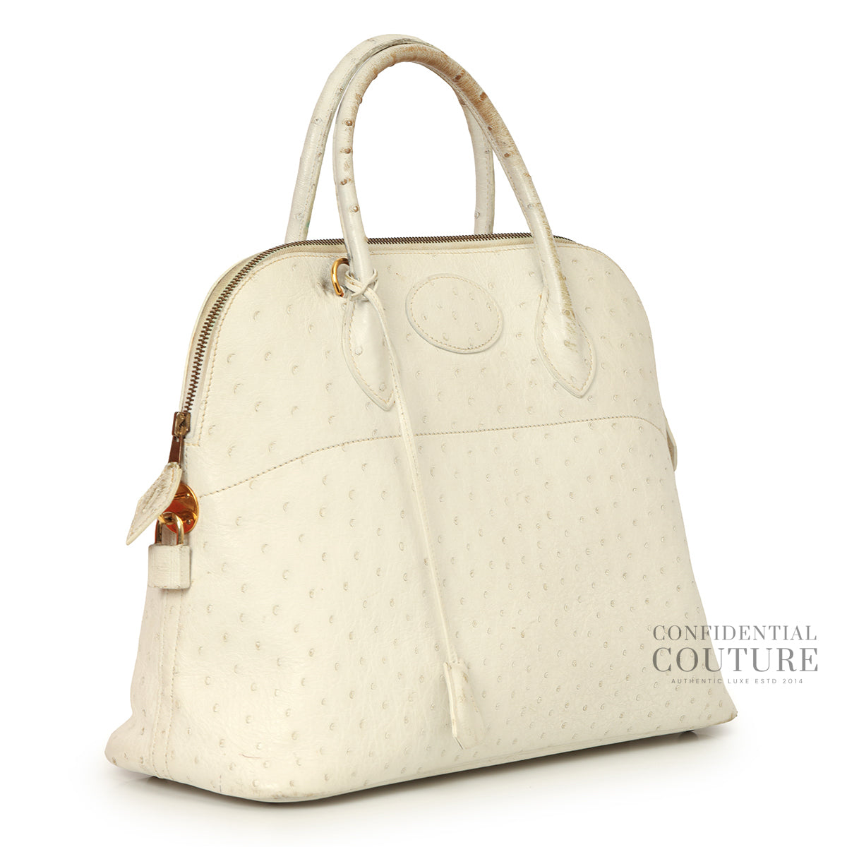 Bolide New White Ostrich Leather, GHW
