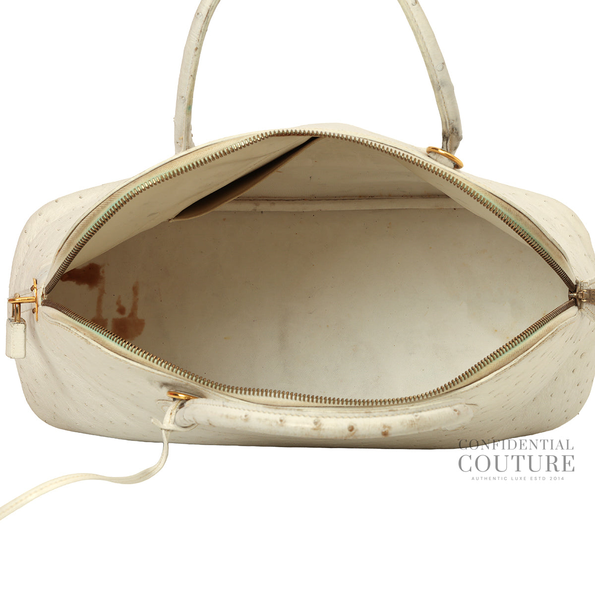 Bolide New White Ostrich Leather, GHW