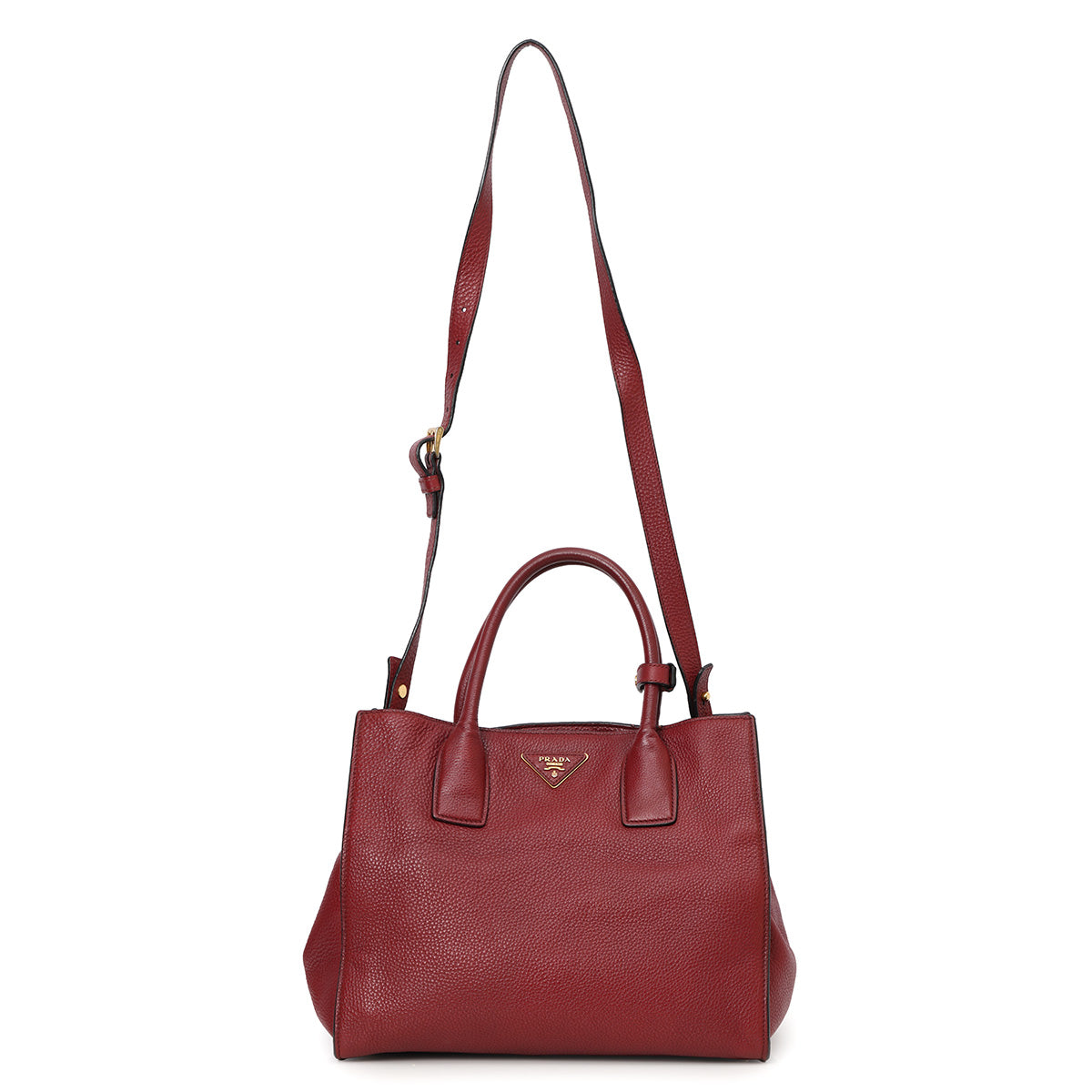 Burgundy Vitello Diano Pebbled Leather Medium Tote