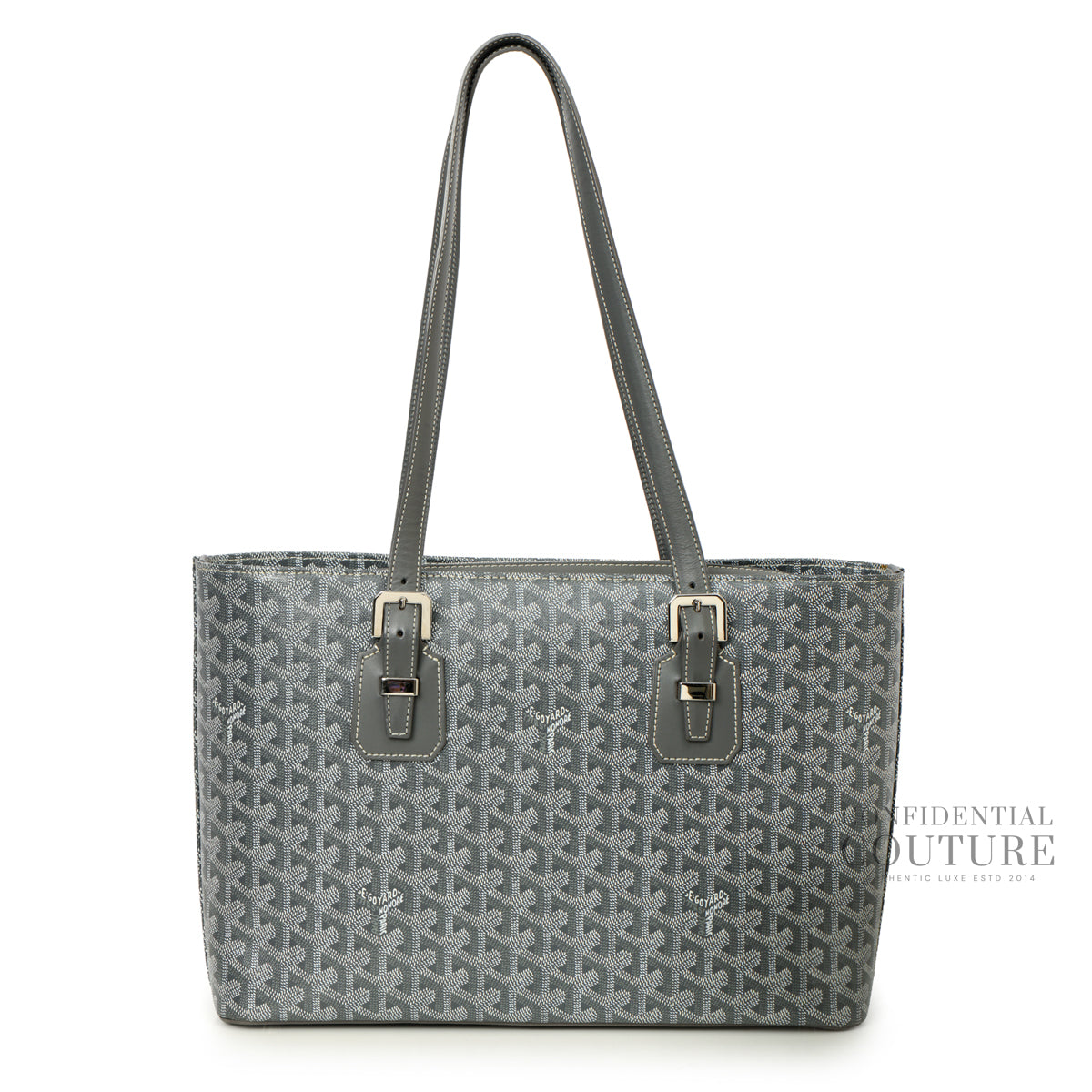 Grey Chevron Print Coated Canvas Okinawa PM Tote Bag