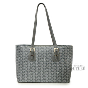 Grey Chevron Print Coated Canvas Okinawa PM Tote Bag