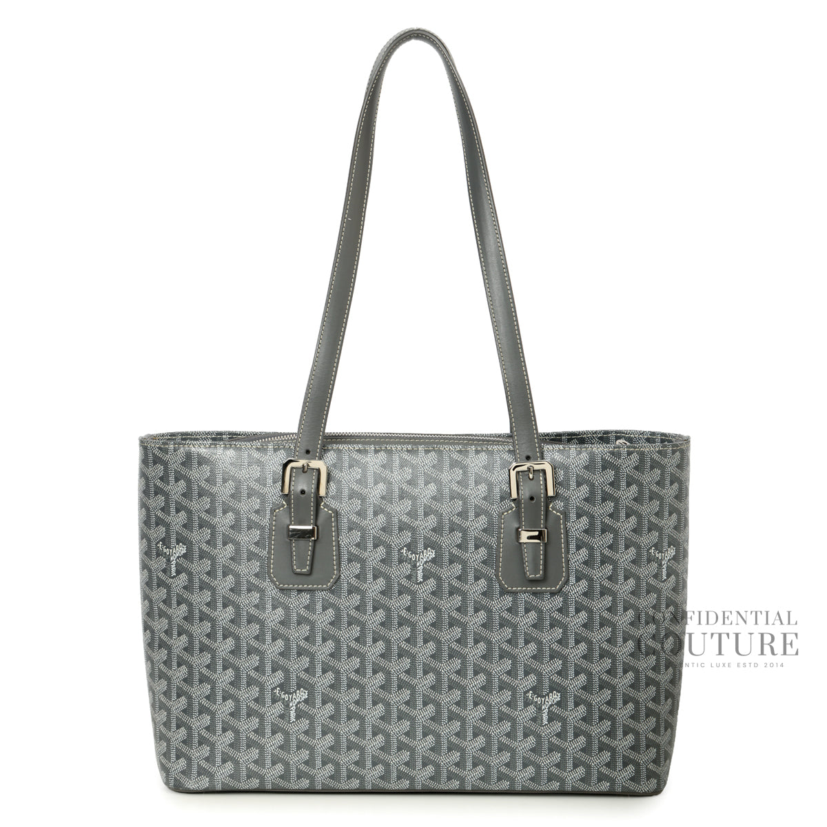 Grey Chevron Print Coated Canvas Okinawa PM Tote Bag