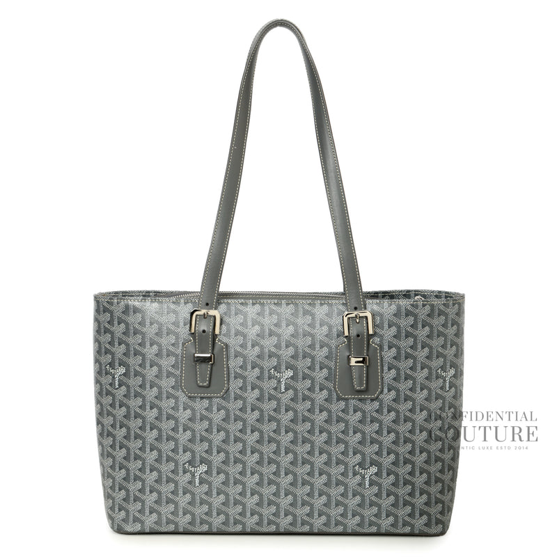 Grey Chevron Print Coated Canvas Okinawa PM Tote Bag
