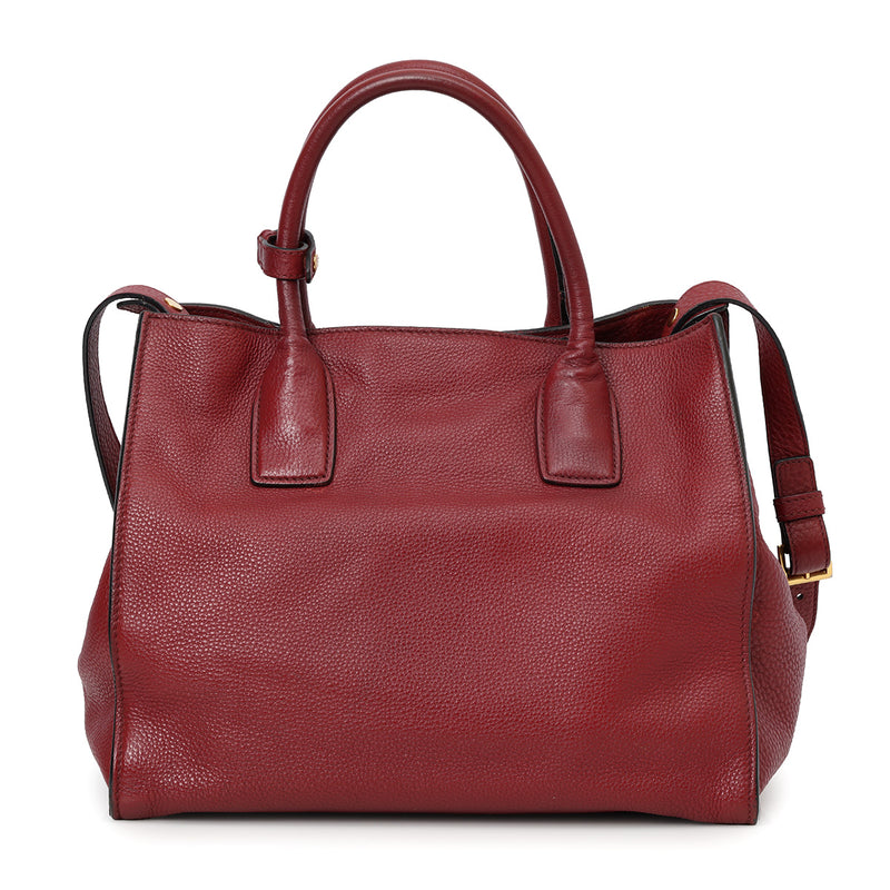 Burgundy Vitello Diano Pebbled Leather Medium Tote