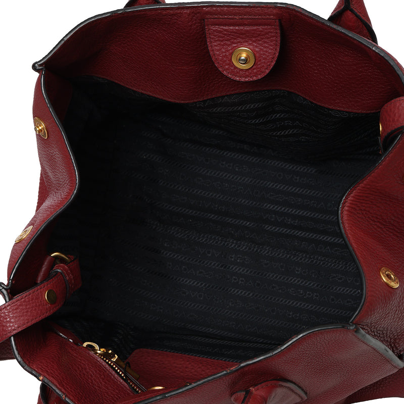 Burgundy Vitello Diano Pebbled Leather Medium Tote