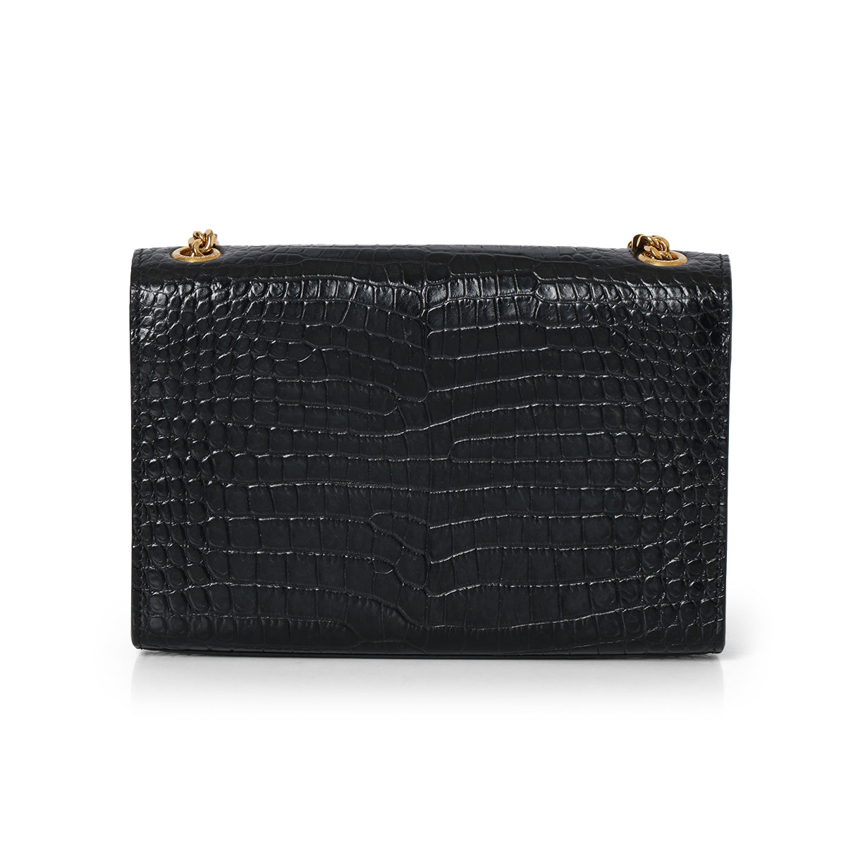 Black kate Tassel In Crocodile Embossed Leather