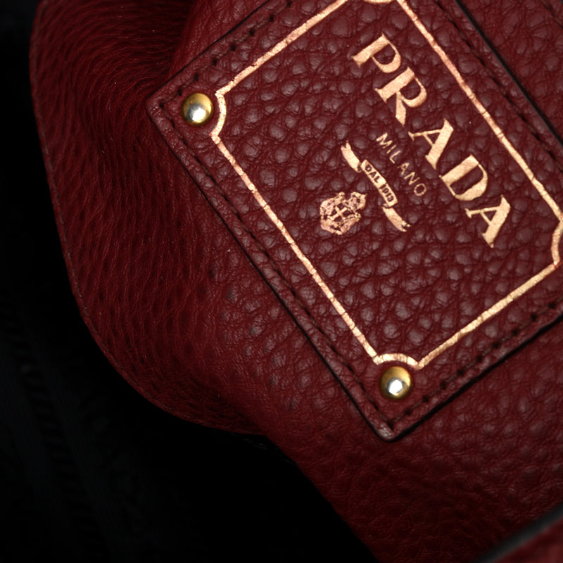 Burgundy Vitello Diano Pebbled Leather Medium Tote