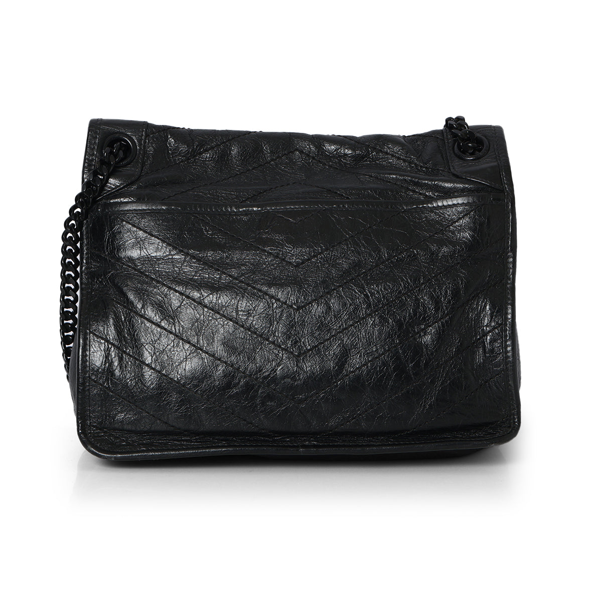 Black Niki Medium Shoulder Bag In Vintage Leather