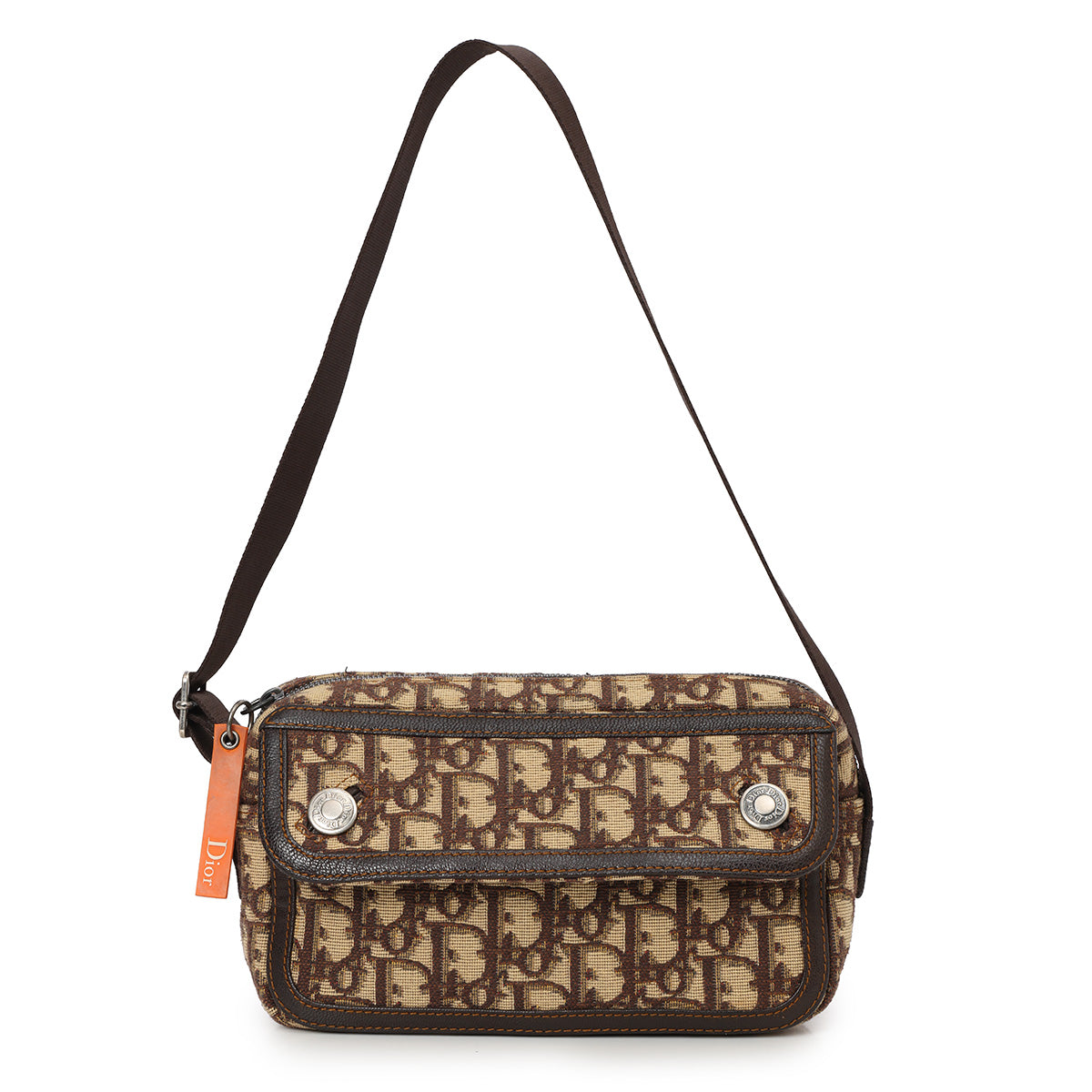 Beige/Brown Oblique Canvas Shoulder Bag