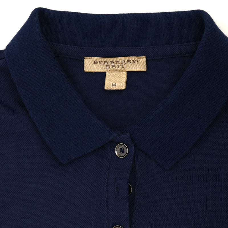 Brit Dark Navy Contrast Collar Detail T-Shirt | S