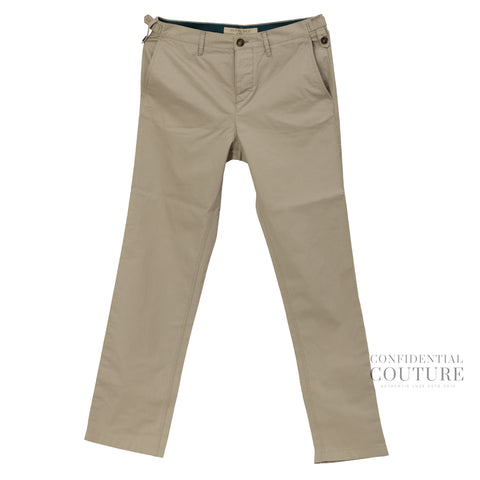 Beige Straight Fit Trousers | L
