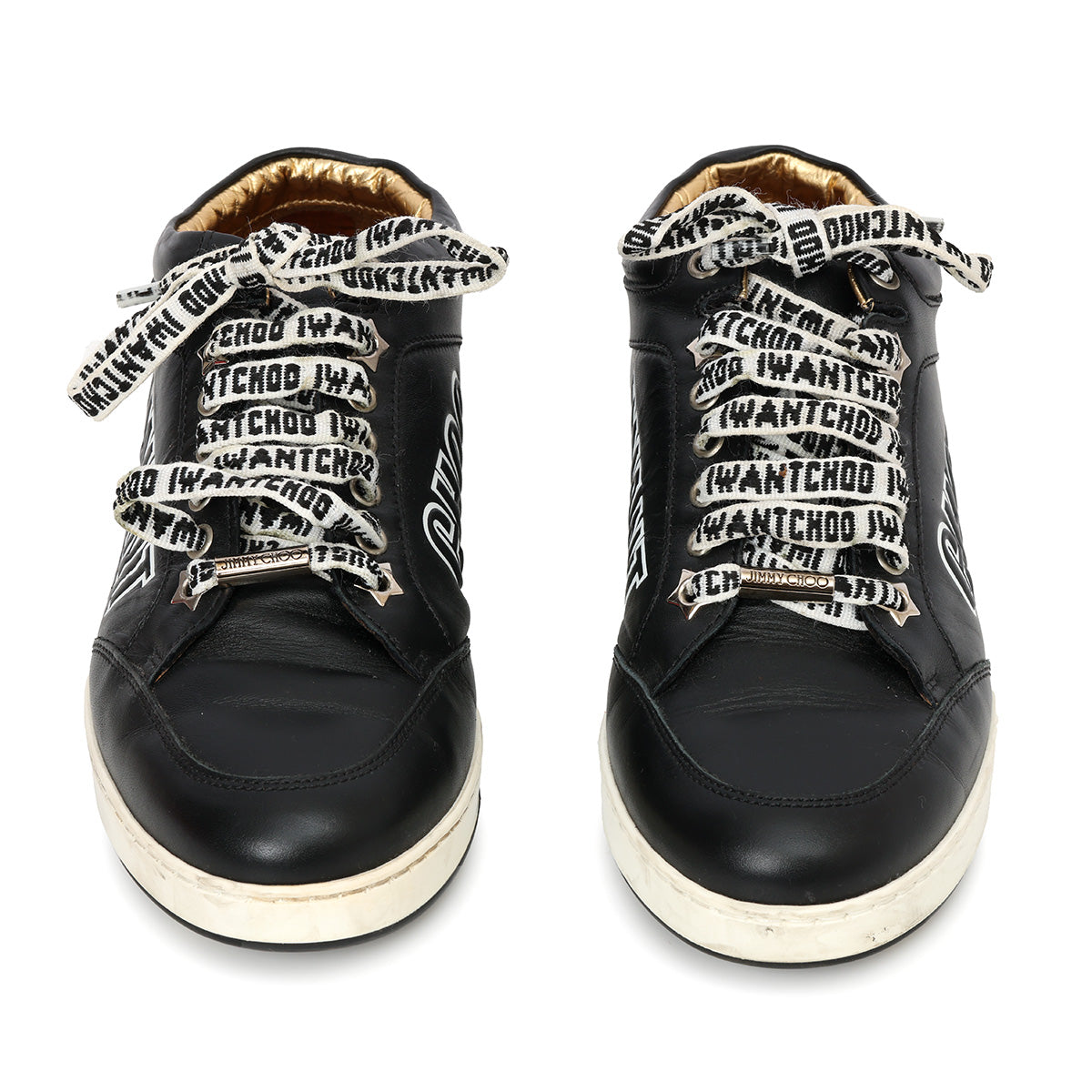 Black Leather Graffiti Laces Sneakers- 37