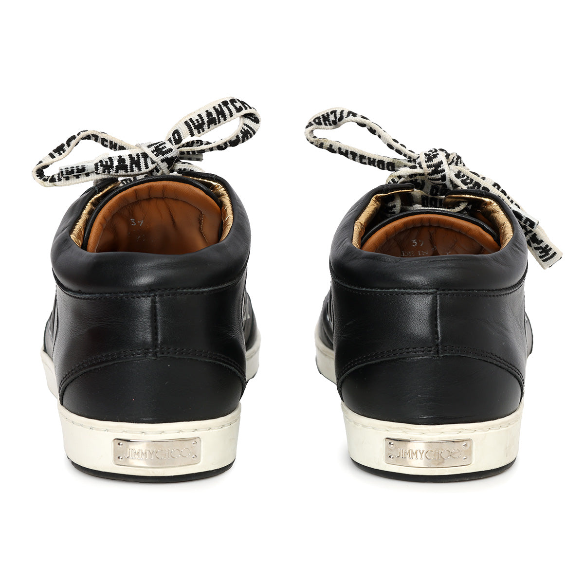 Black Leather Graffiti Laces Sneakers- 37