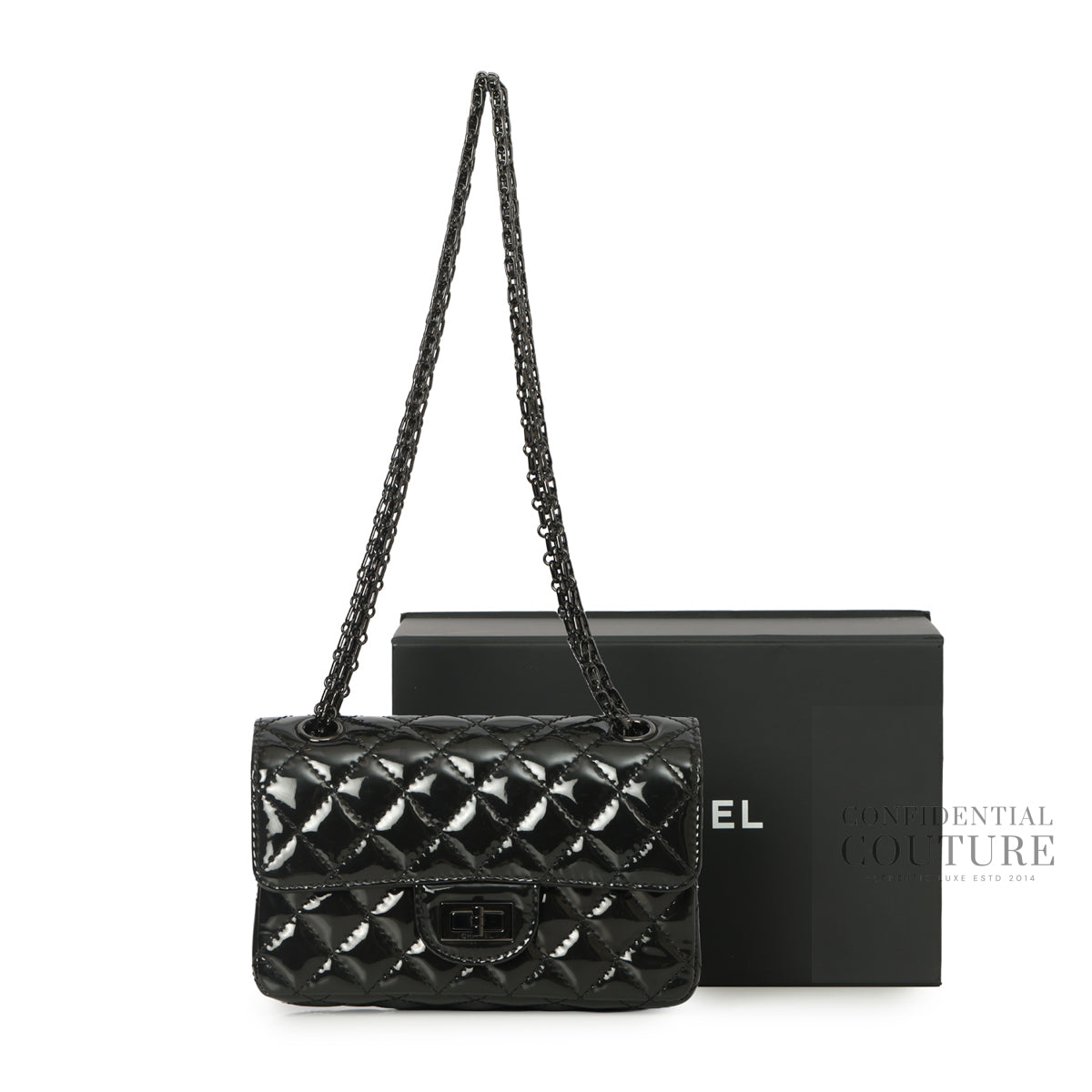 Black Quilted Patent Leather Reissue 2.55 Mini So Black Flap Bag