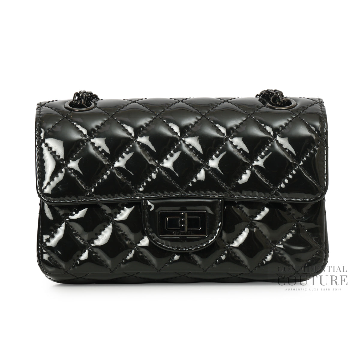 Black Quilted Patent Leather Reissue 2.55 Mini So Black Flap Bag