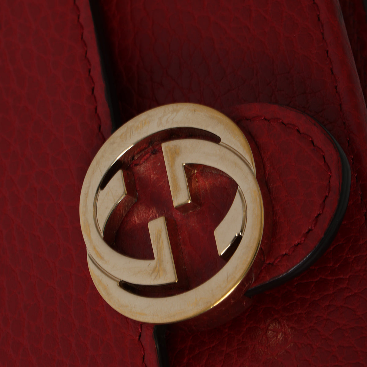 GG interlocking leather wallet-on-chain red shoulder bag