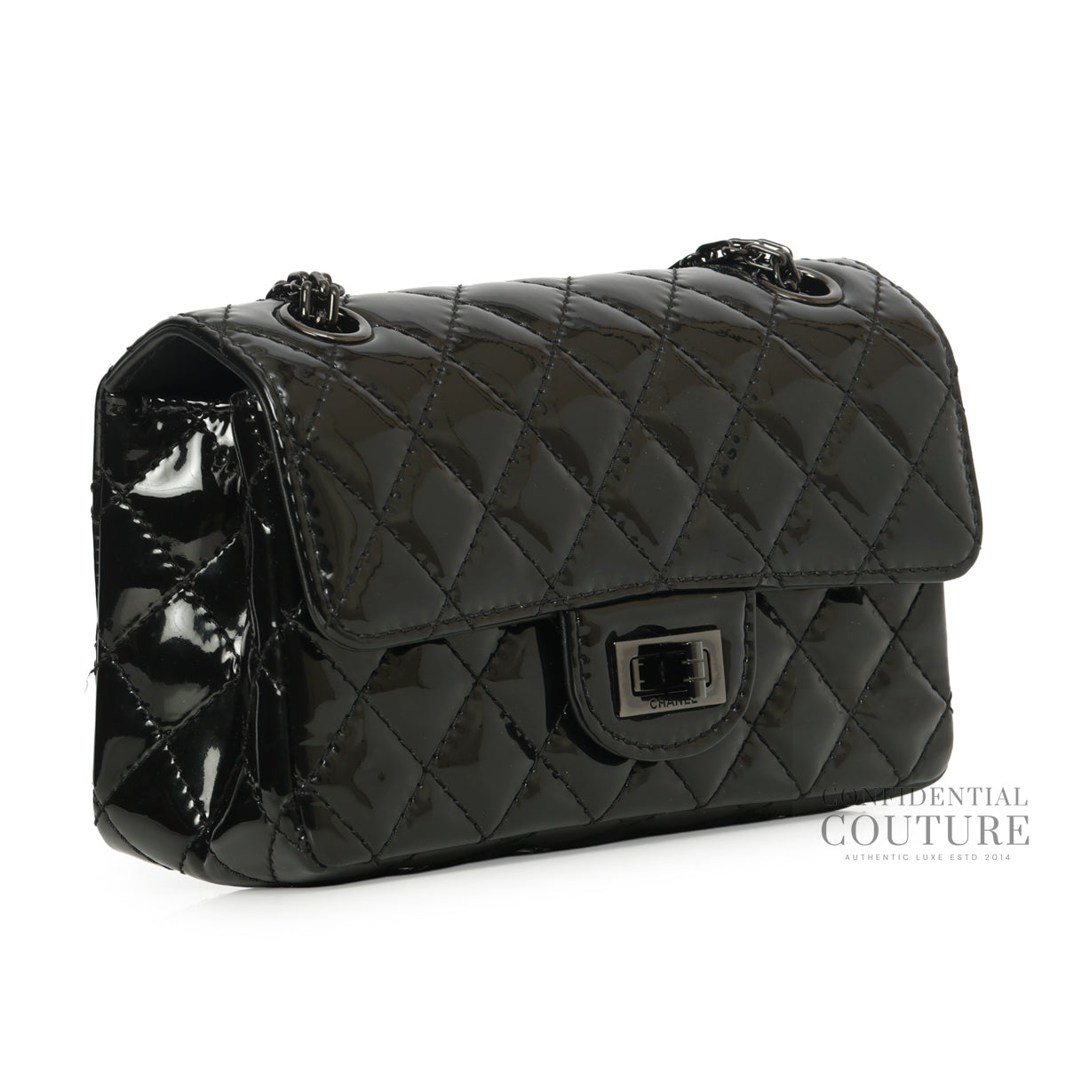 Black Quilted Patent Leather Reissue 2.55 Mini So Black Flap Bag