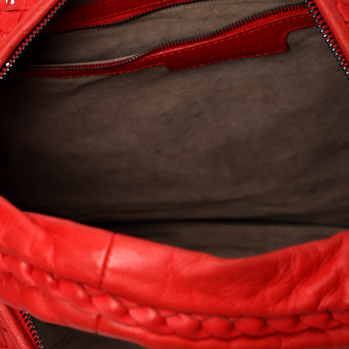 Red Intrecciato Medium Hobo Bag