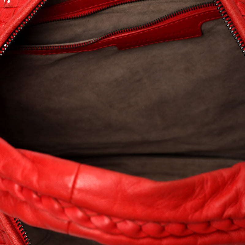 Red Intrecciato Medium Hobo Bag