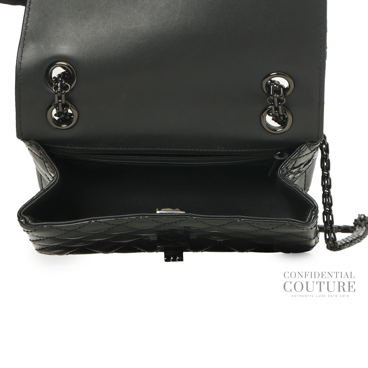 Black Quilted Patent Leather Reissue 2.55 Mini So Black Flap Bag