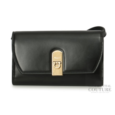 Black Crossbody Trifold Flat Pouch