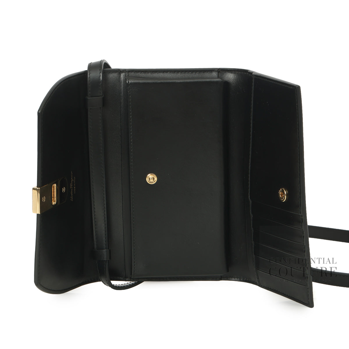Black Crossbody Trifold Flat Pouch