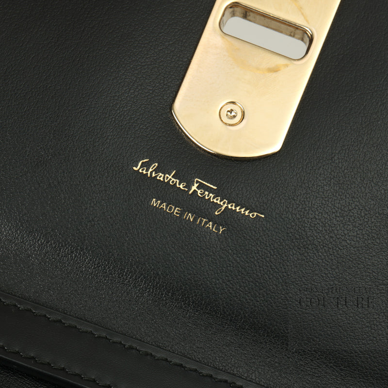 Salvatore ferragamo black crossbody trifold flat pouch price