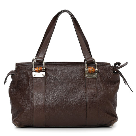 Guccissima Brown Bamboo Bar Small Tote Bag