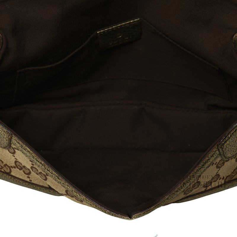 Brown/Gold GG Canvas Jeweled Dragon Shoulder Bag