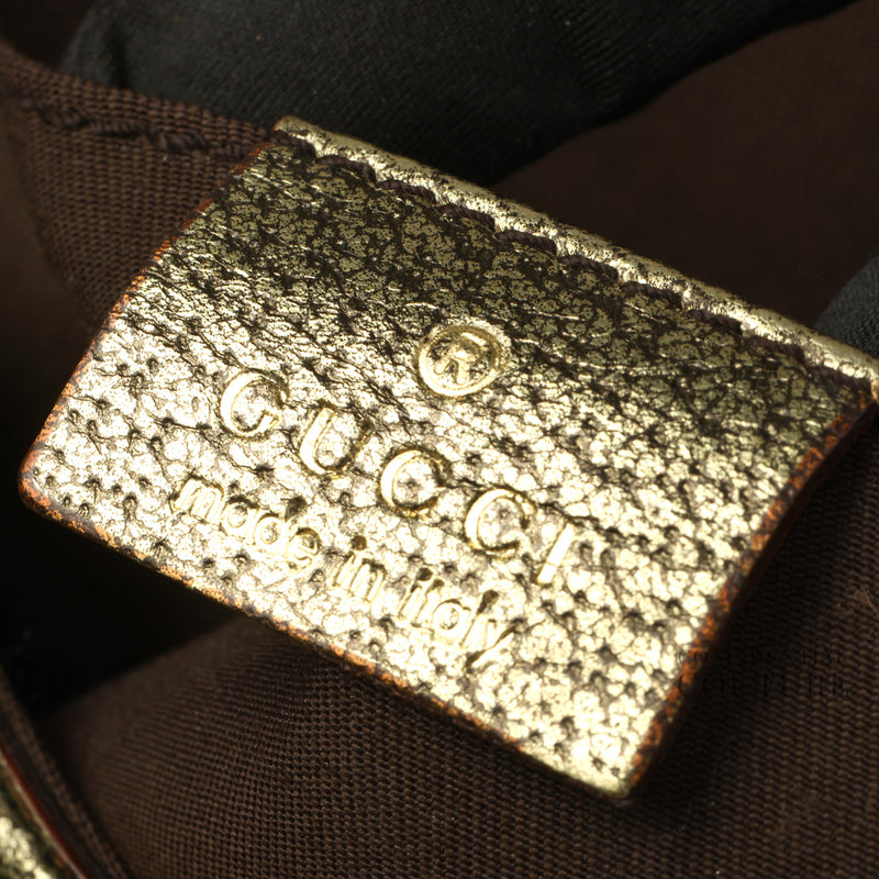 Brown/Gold GG Canvas Jeweled Dragon Shoulder Bag
