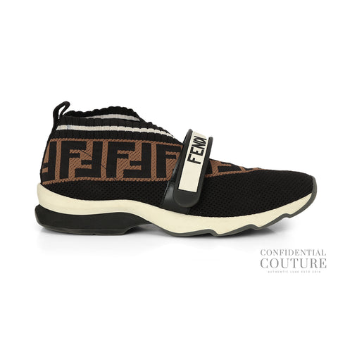 Rockoko Black Monogram Knit Sock Sneakers EU 37 | UK 4 | US 7