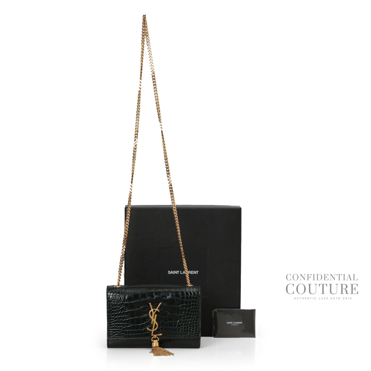 Saint Laurent Kate Black Alligator Mississippiensis Bag