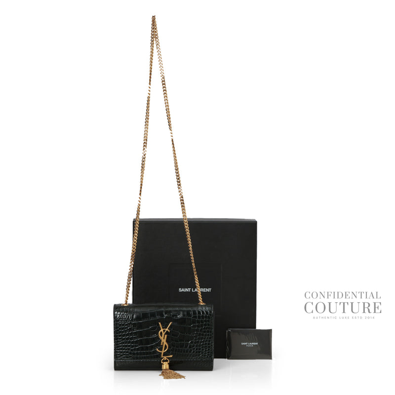 Saint Laurent Kate Black Alligator Mississippiensis Bag