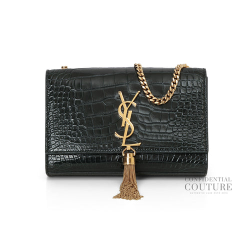 Saint Laurent Kate Black Alligator Mississippiensis Bag