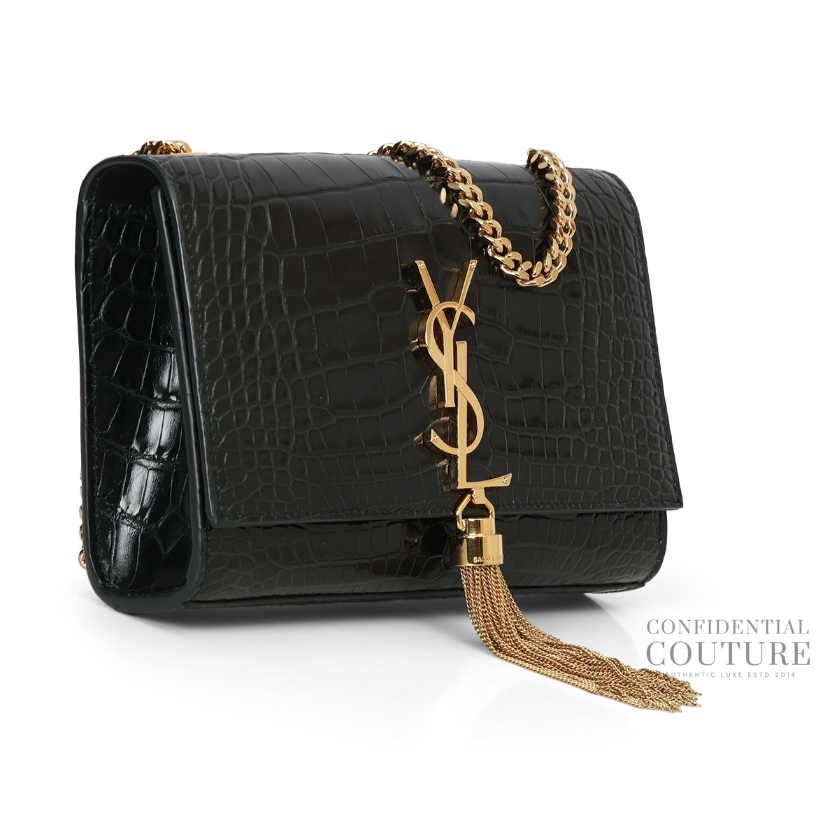 Saint Laurent Kate Black Alligator Mississippiensis Bag