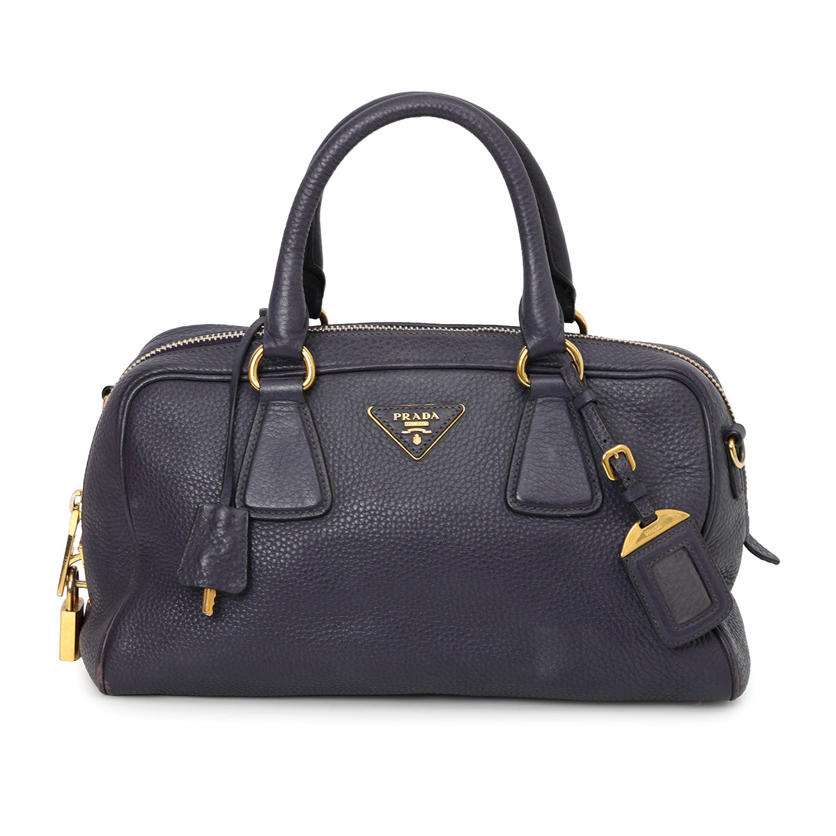 Prada Purple Convertible Bauletto Bag Vitello Daino Medium