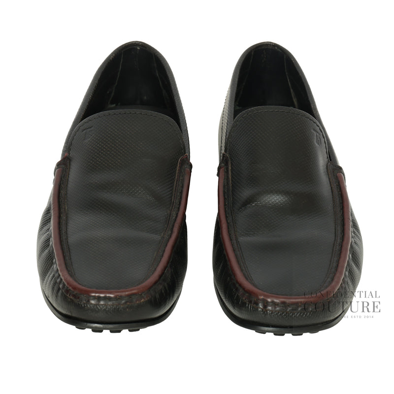 Tods Embossed Leather With Brown Trim Loafers | UK 9