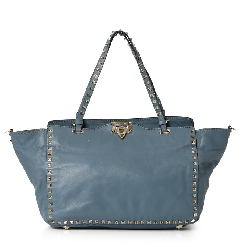 Pre-loved Valentino Blue Rock-studded tote bag
