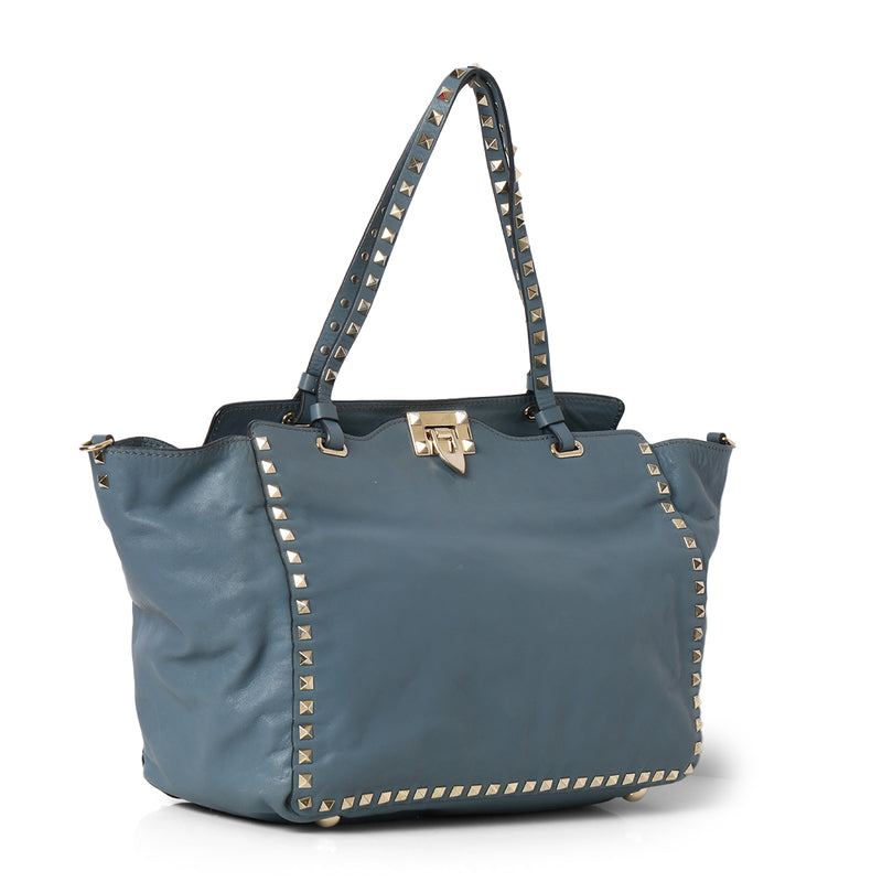 Pre loved valentino blue rock studded tote bag sale
