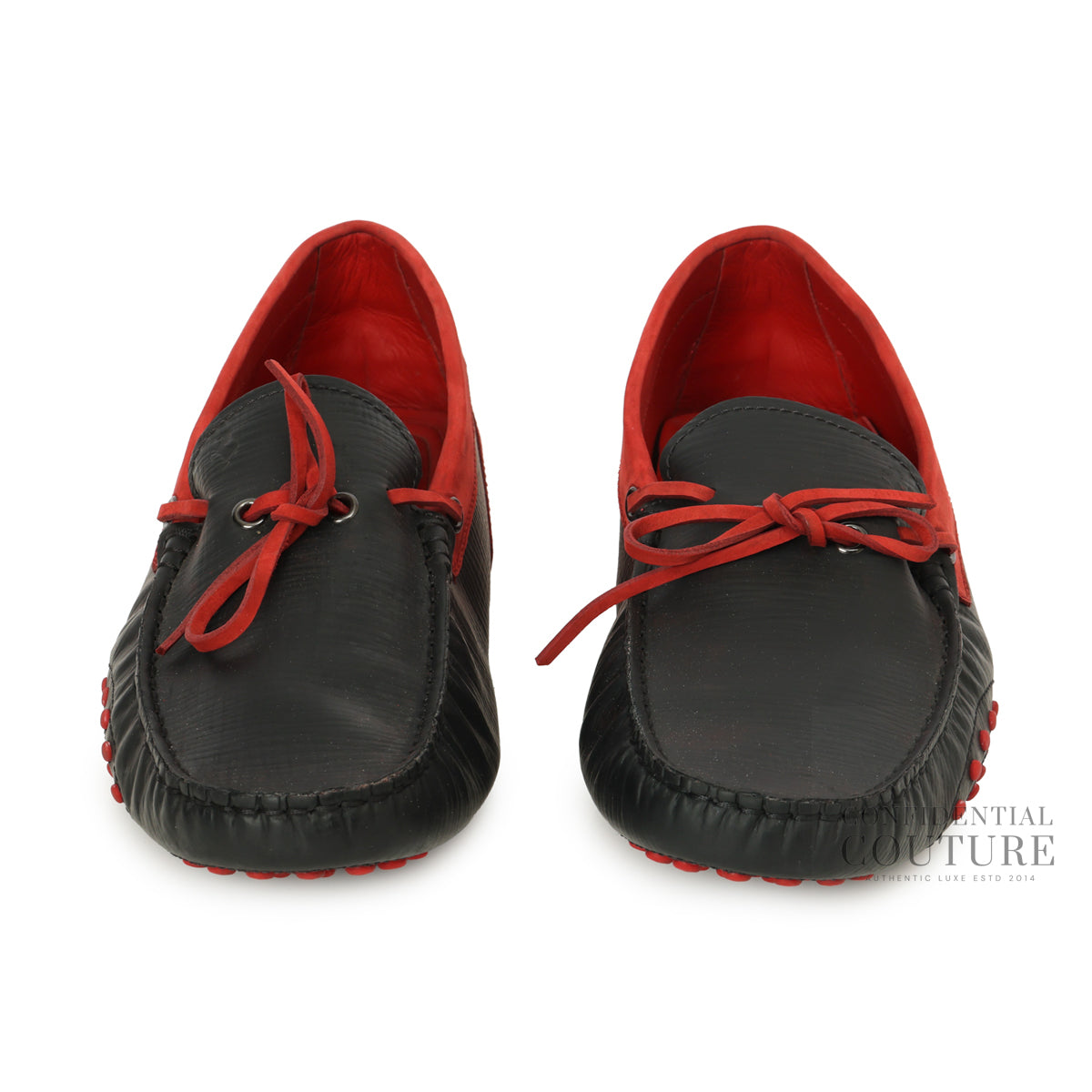 For Ferrari Black Gommino Driving Red Suede Trim Loafers | UK 9