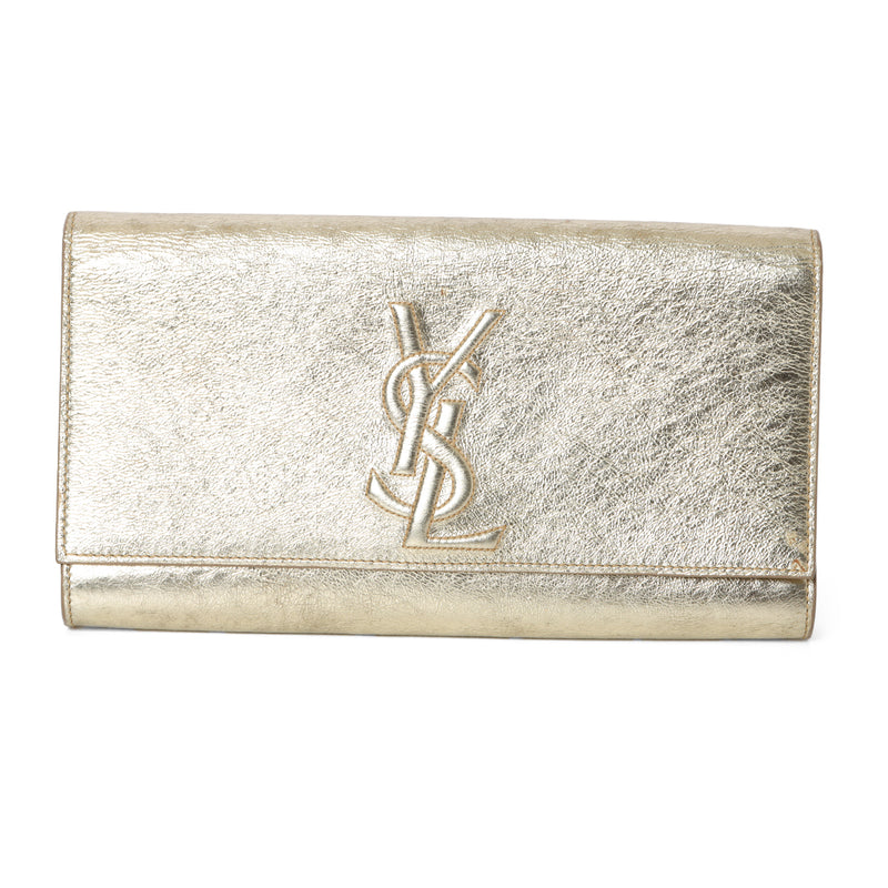 Yves Saint Laurent Belle De Jour Leather Gold Clutch Bag
